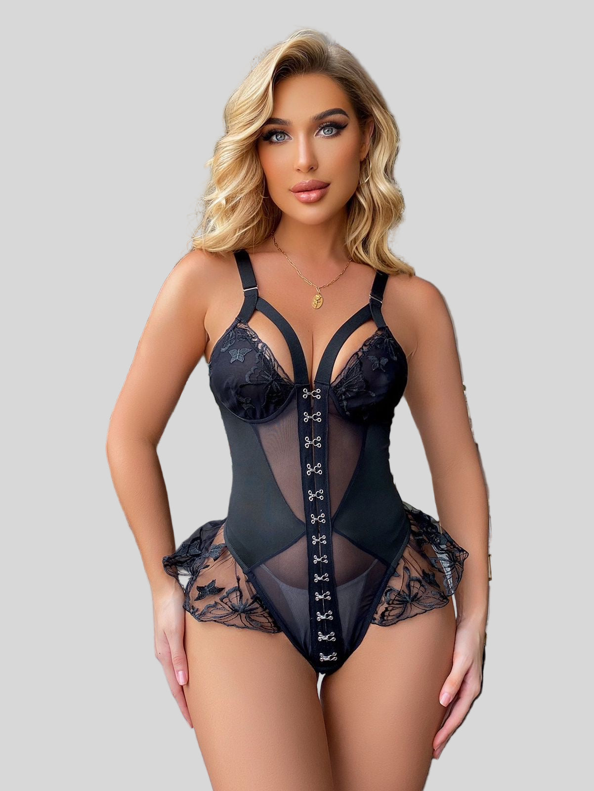 Mesh & Lace Corset Bodysuit