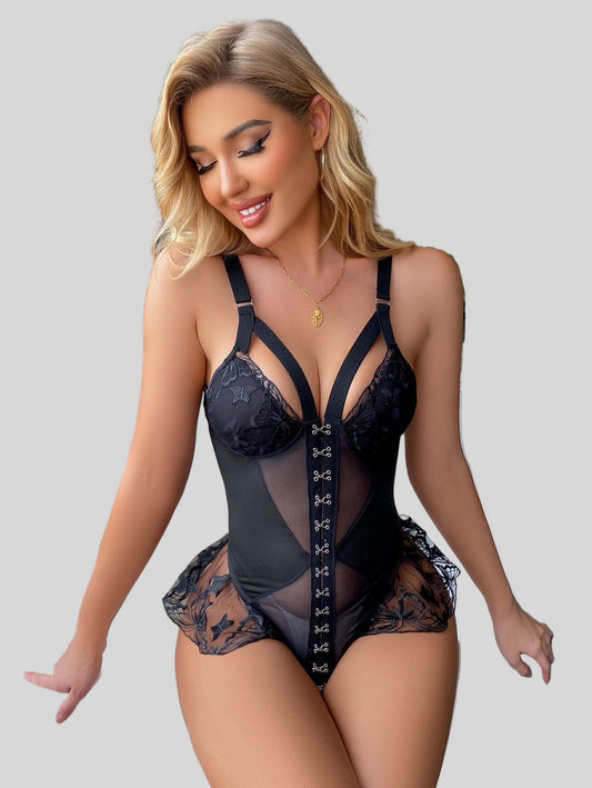 Mesh & Lace Corset Bodysuit