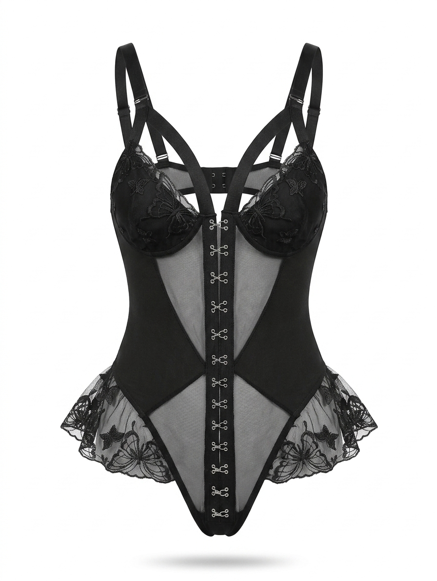 Mesh & Lace Corset Bodysuit